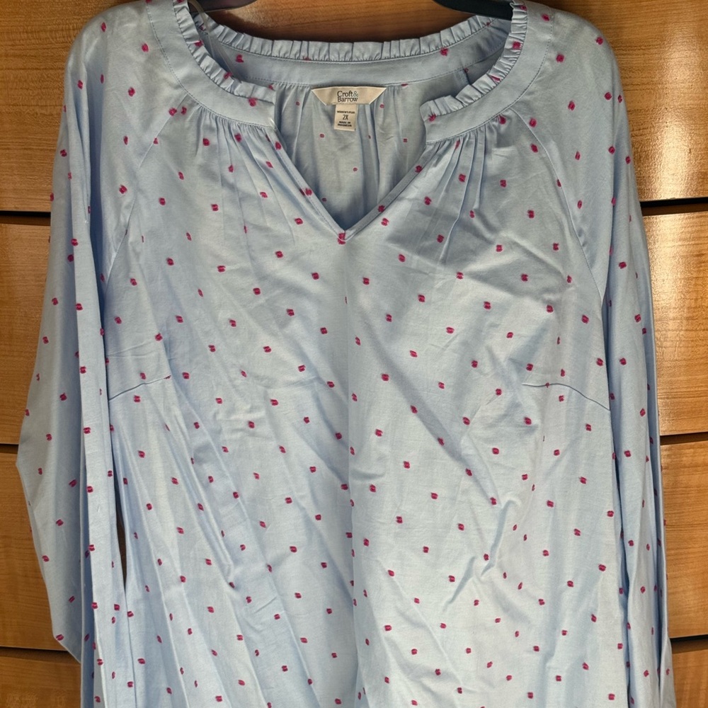 Light Blue Polka Dot Blouse